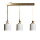 Axyaa Nordic White Ceramic LED Pendant Light with Knob Switch - Modern Copper Hanging Lamp