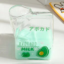 Axyaa Kawaii Strawberry Milk Carton Glass Cup - 380ml Square Creative Breakfast Cup