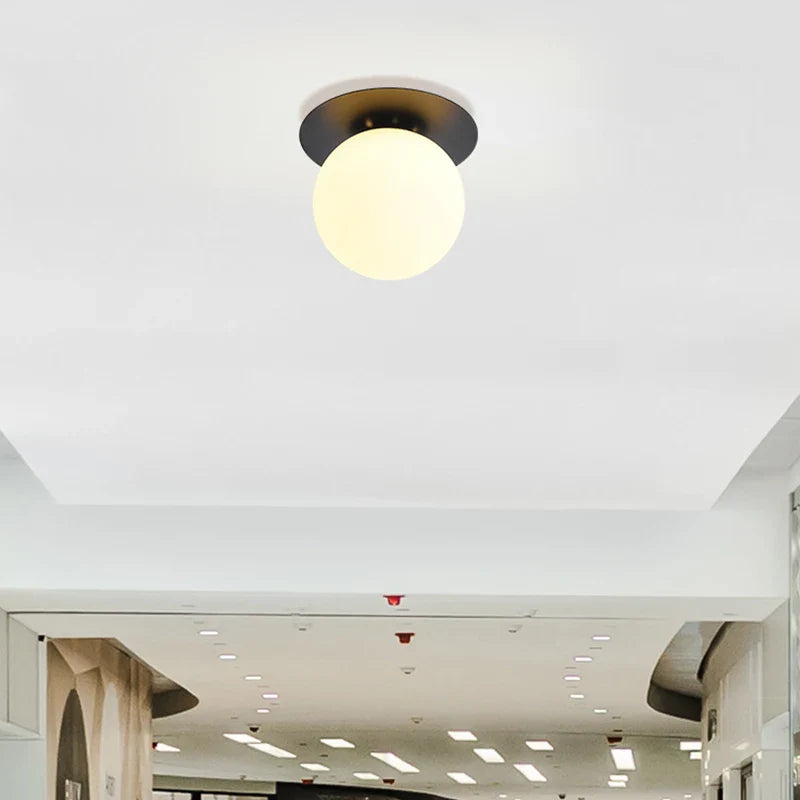 Axyaa Nordic Glass Ball Ceiling Lamp for Bedroom and Balcony, Indoor E27 Lighting