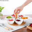 Axya White Ceramics Partition Fruit Platter for Home, Bar, KTV, Snacks