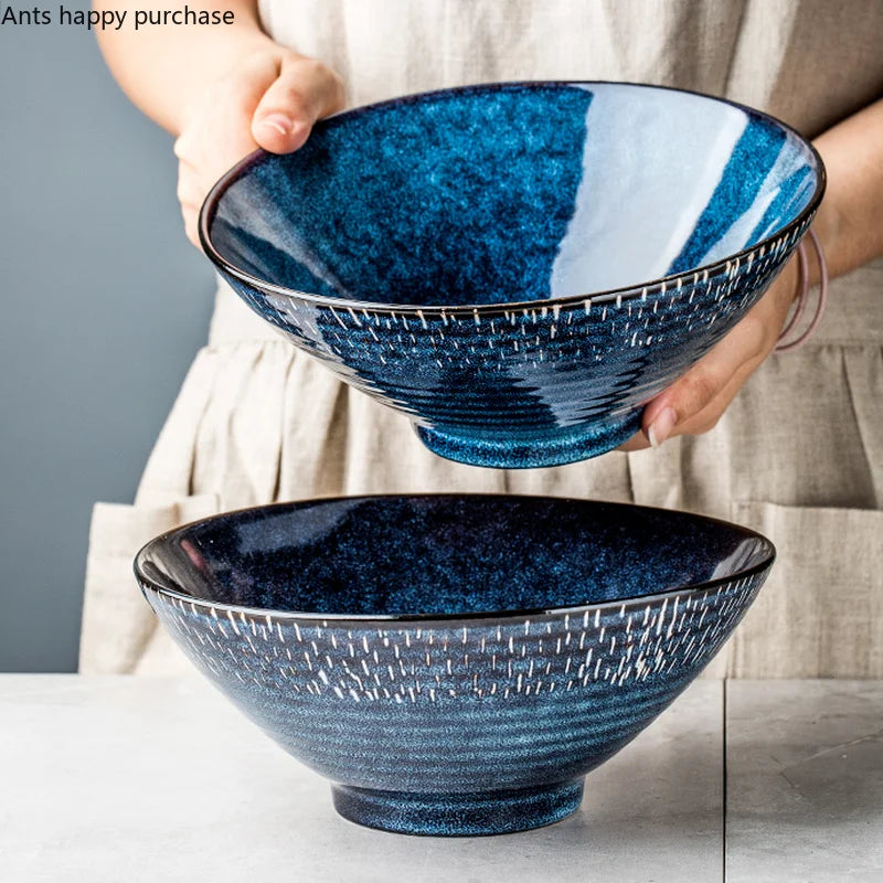Axya Blue Ceramic Soup Bowl Set for Elegant Dining and Serving