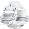 Axyaa 48-Piece Black Decals Porcelain Tableware Set with Bowls and Plates