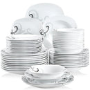 Axyaa 48-Piece Black Decals Porcelain Tableware Set with Bowls and Plates