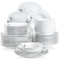 Axyaa 48-Piece Black Decals Dinner Set: Porcelain Tableware with Bowls, Plates