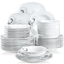 Axyaa 48-Piece Black Decals Dinner Set: Porcelain Tableware with Bowls, Plates