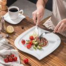 Axya Elvira Leaf Dinner Plates Set - 6 Solid Ceramic Dishes Tableware