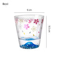 Axyaa Sakura Mount Fuji Glass Tea Cup - Double Bottom Drinkware