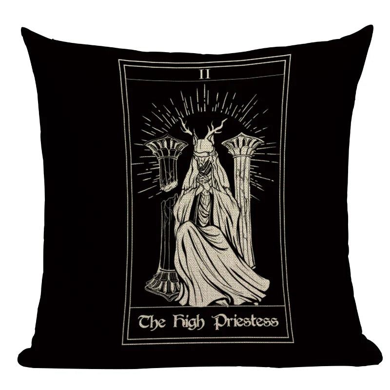 Axyaa Mexico Skull Decor Pillow Cover - Black Tarot Horror Ghost Home Decor