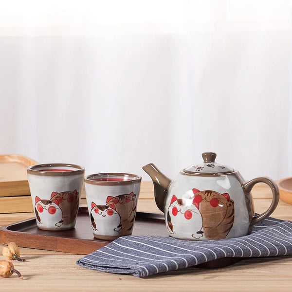 Axya Japanese Fortune Cat Ceramic Sake Cup Set