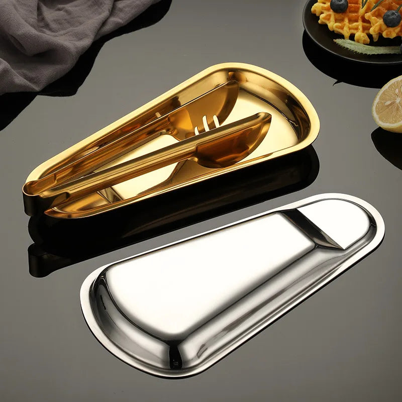 Axyaa Stainless Steel Food Storage Tray Dessert Plate Snack Pan Buffet Tableware