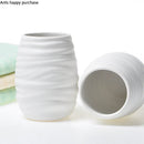 Axya White Ceramic Bathroom Set with Bamboo Tray, 5-piece Accessories