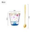 Axyaa Sakura Mount Fuji Glass Tea Cup - Double Bottom Drinkware