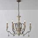 Axyaa Rustic Iron Pendant Chandelier: Vintage White Wooden Industrial Lighting Fixtures