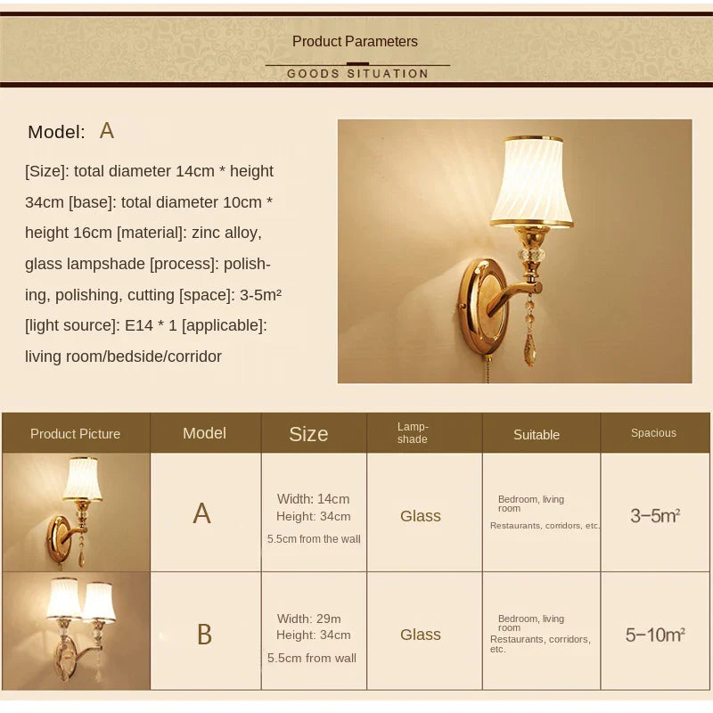 Axyaa Nordic Glass Shade Wall Lamp with Switch - Modern Bedroom Decor