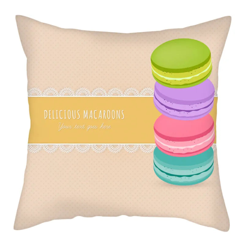 Axyaa Biscuits Cake Print Decor Pillow Cover for Home Sofa Decoration