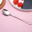 Axyaa Stainless Steel Long Handle Fork Spoon Set for Ice Cream Fruit Salad
