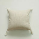 Axyaa Linen Pillow Covers with Tassels - 18x18" Square Throw Pillows for Home Decor