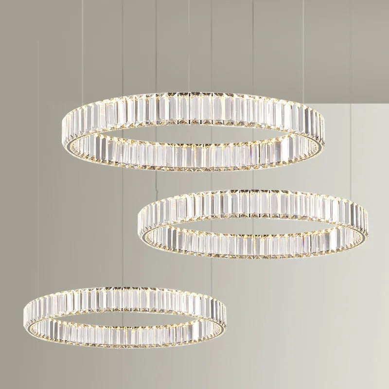 Axyaa Dimmable Crystal Led Chandelier for Villa Stairs and Living Room