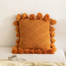 Axyaa Boho Style Cushion Cover 45x45cm Ivory Green Pink Tassles