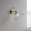 Axyaa Nordic Glass LED Wall Light with Switch, Pure Copper, Bedroom Living Room Stair Lamp