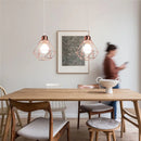 Axyaa Rose Gold Iron Cage Pendant Light: Modern Hanging Kitchen Living Room Lamp