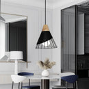 Axyaa Wood Iron Pendant Light: Modern Nordic Black Chandelier for Home Decor
