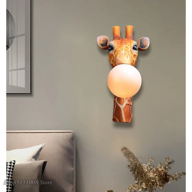 Axyaa Kids LED Giraffe Wall Lamp – European Style Children's Wall Light