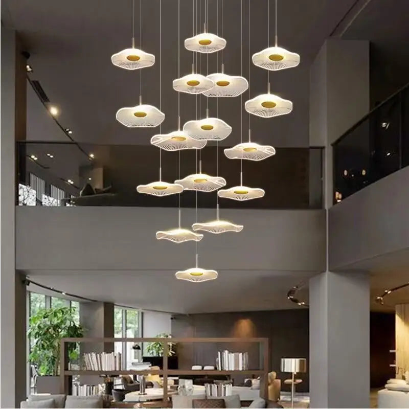 Axya Lotus Leaf Chandelier - Modern Acrylic Design for Living Room and Bedroom