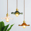 Axyaa Nordic Green Glass Pendant Light with Copper Knob Switch