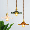 Axyaa Nordic Green Glass Pendant Light with Copper Knob Switch