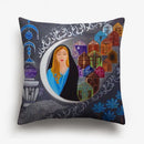 Axyaa Watercolor Turkish Evil Eye Cushion Cover Arabian Girl Portrait Pillow Case