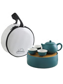 Axya Ceramic Tea Set with Portable Storage Box and Drain, Kung Fu Tea Home Decoration Gift