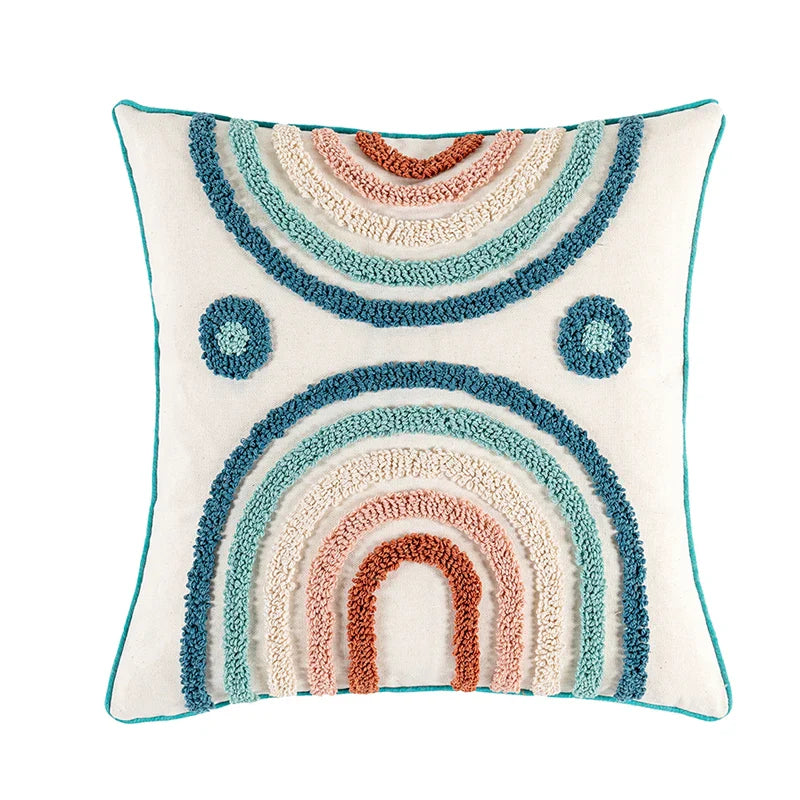 Floral Rainbow Cushion Cover by Axyaa - 45x45cm/30x50cm Loop Tufting Home Décor