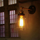 Axyaa Oval Dome Clear Glass Wall Sconce - Vintage Industrial Iron Art Light