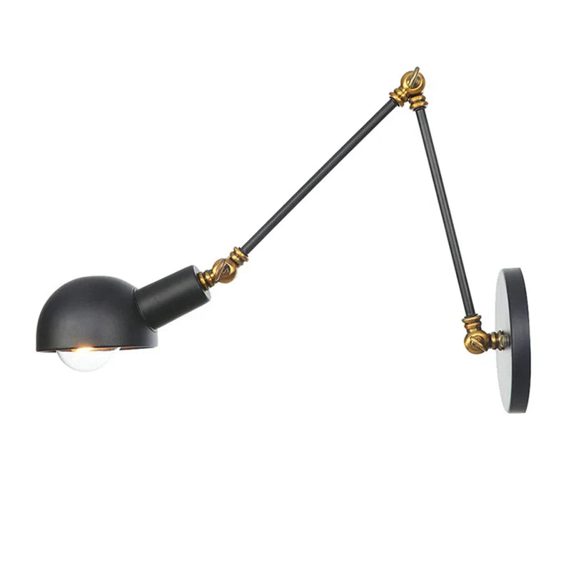 Axyaa Loft Adjustable Wall Lamp: Retro Reading Lamp, Long Arm, Iron, Bedside, Black