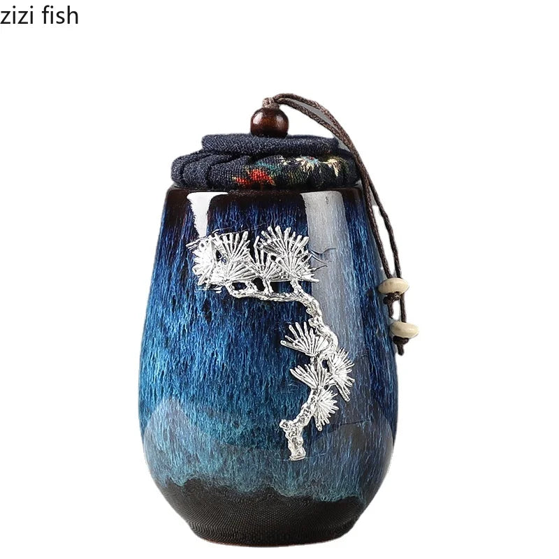 Axya Lotus Leaf Ceramic Storage Jar - Exquisite Tea Cans