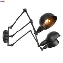 Axyaa Loft Antique Swing Arm Wall Sconce with 3 Heads Black Finish