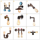 Axyaa Vintage Iron Water Pipe Wall Lamp - Rust Plated E27 Sconce Lighting