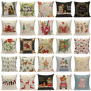 Axyaa Christmas Deer Snowman Cartoon Cushion Cover - Festive Decor Pillowcase