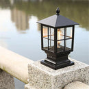 Axyaa Outdoor E27 Pole Light Pillar Lantern with Clear Glass Shade