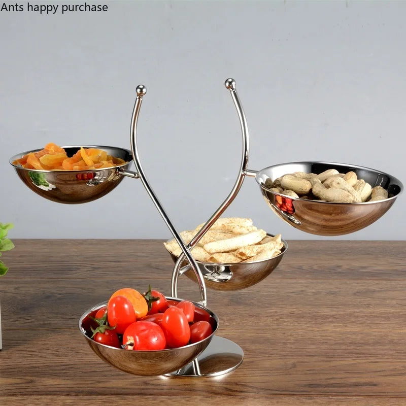 Axya Stainless Snack Tray Partition Dessert Fruit Plate Bar KTV Candy Rack