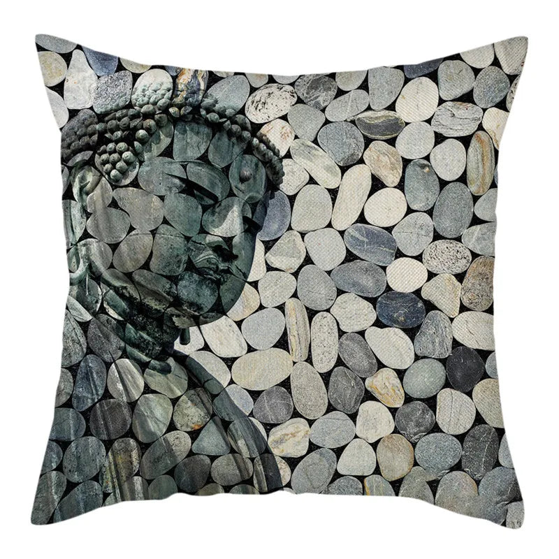 Buddha Pattern Throw Pillow Cover by Axyaa for Home, Car, Sofa Décor