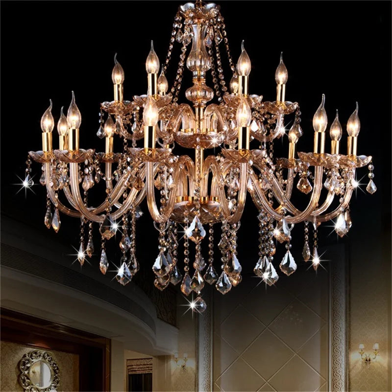 Axyaa European Crystal LED Chandelier Pendant Light for Home Hotel Hall