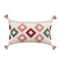 Axyaa Pink Rainbow Tufted Diamond Pillow Cover for Living Room Girls Room