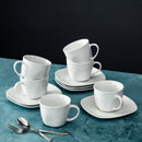 Axya Elisa Ivory White Ceramic Tea Cup Set with 6 Cups and Saucers