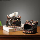 Axya Lion Dance Ceramic Tissue Box & Desktop Organizer Holder Snack Key Dish