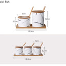 Axya Marbled Ceramic Seasoning Pot Set - Salt, Pepper, Chili, Oyster Sauce Bottle