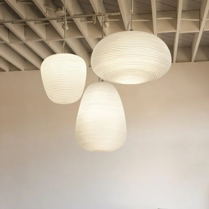 Axyaa Milky White Glass Pendant Lamp for Bedroom and Dining Lighting