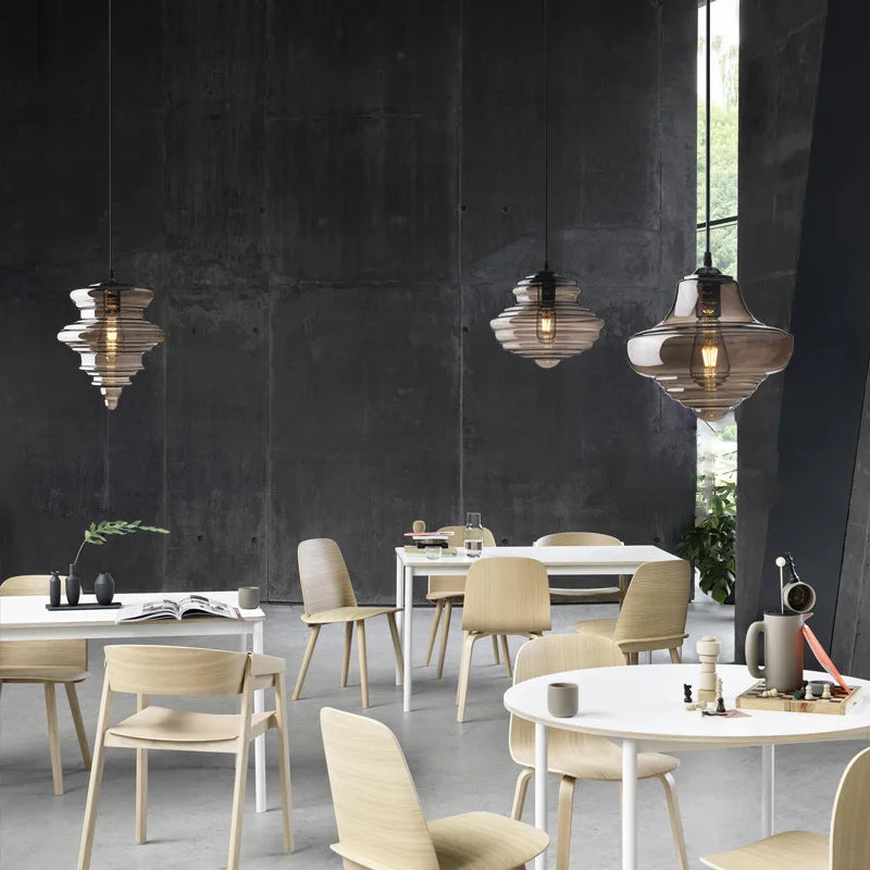 Axyaa Retro Glass Pendant Light for Dining Room, Restaurant, Bar - Staircase Hanging Lamp