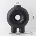 Axyaa Circle Texture Black and White Ceramic Vase - Modern Abstract Floral Home Decor